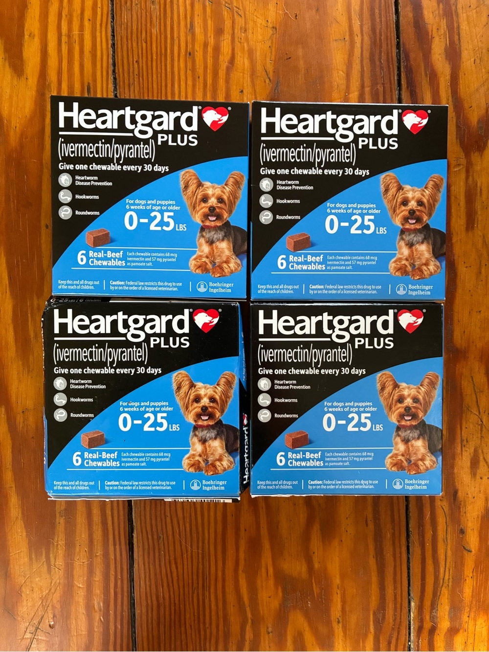 Heartgard plus  Dogs 0-25 lbs  4 Boxes